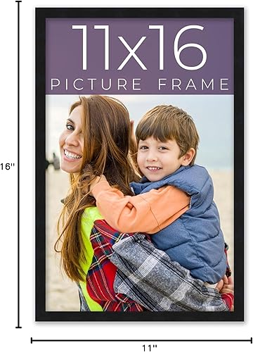 Miniatura 10 de Marco de fotos negro de madera real de 11 x 16 pulgadas de ancho de 0.75 pulgadas  Profundidad del marco interior de 0.5 pulgadas  Marco de fotos