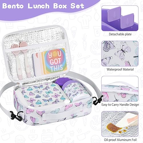 Miniatura 23 de Lonchera Bento para niños con sopa térmica de 12 onzas a prueba de fugas con 5 compartimentos, tarro térmico de comida caliente y bolsa de almuerzo