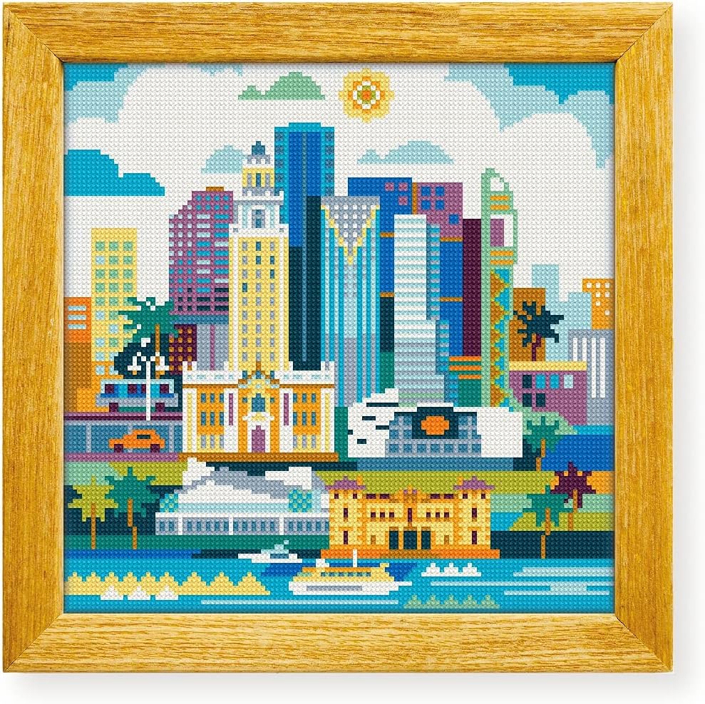 Awesome Pattern Studio Miami USA DS086, Diamond Painting Kit, Diamond Art Kits for Adults, Full Drill 5D Diamond Dots Kits. All Items Included.