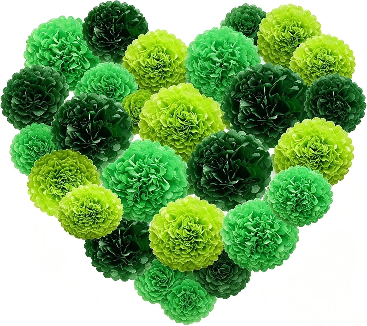 12 Pcs Paper Pom Poms Kit,Green Tissue Paper Pom Poms Flower Wall Decorations for Women Girls Happy Birthday Party , Baby Shower, Bridal Shower,Nursery Decorations