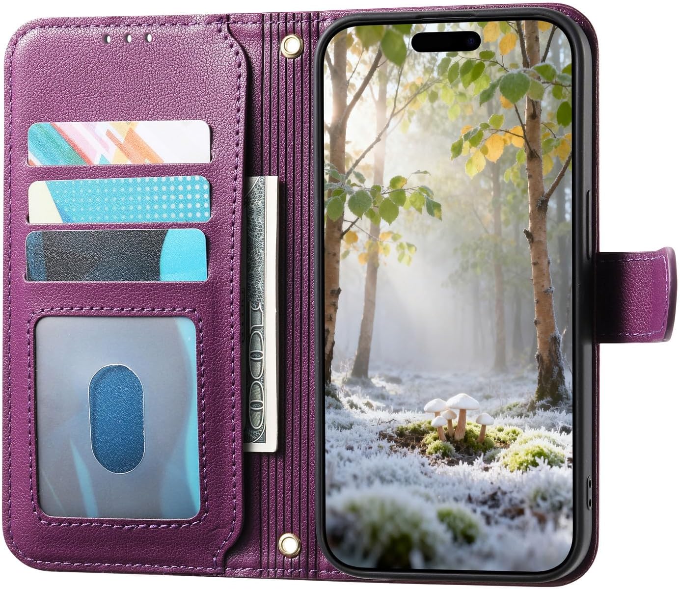 Compatible with Redmi Note 12 5G / Note 12R Pro 22101317C Compatible with Xiaomi Poco X5 5G Flip Kickstand Zipper Wallet with a Lanyard and Magnetic Closure Phone Case Purple