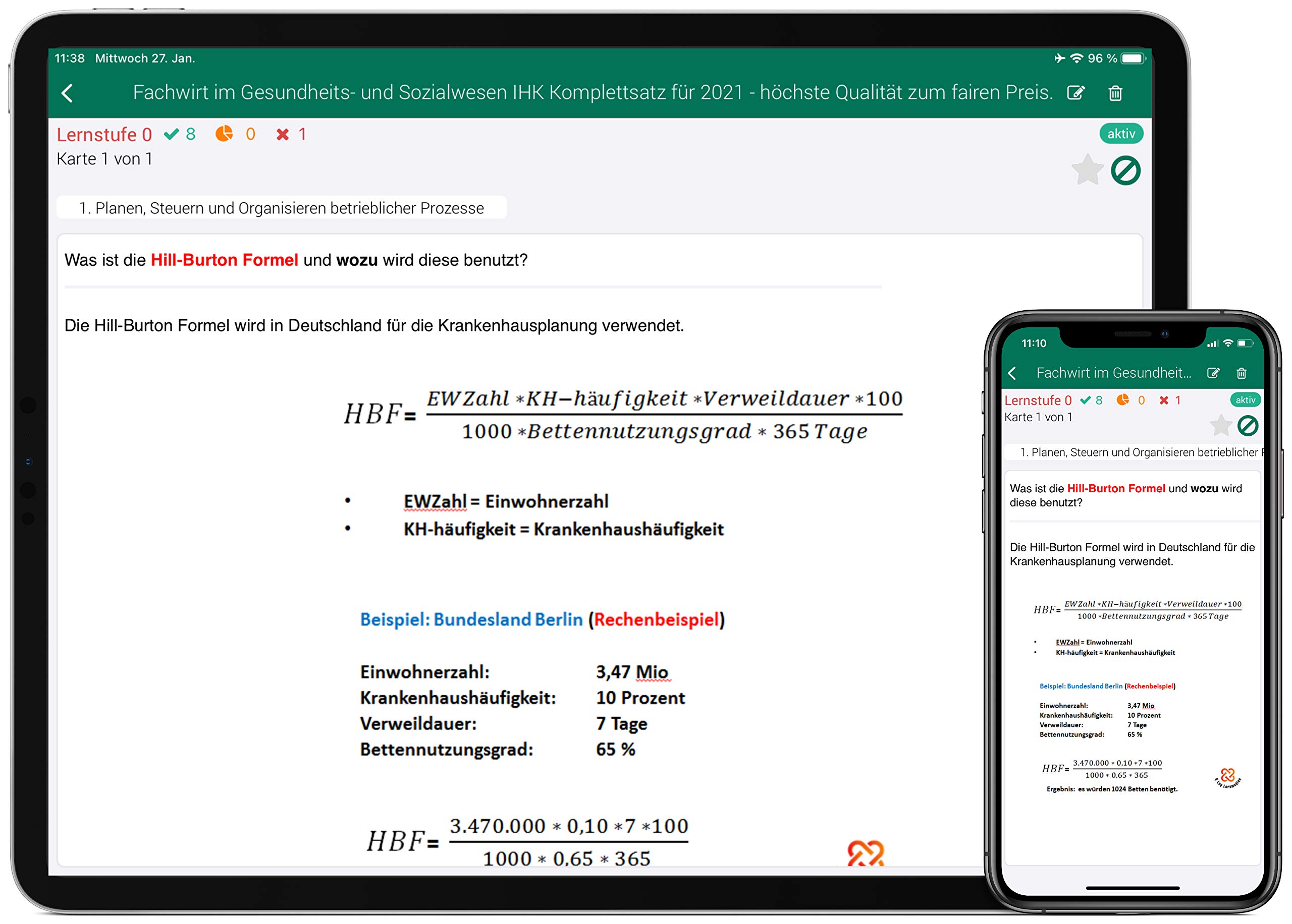 Kartki do nauki (744 sztuki, drukowane A7) + aplikacja + pudełko dla profesjonalnego gospodarza opieki zdrowotnej i społecznej | aktualne wydanie | kompletny zestaw ze wszystkimi 6 przegródkami