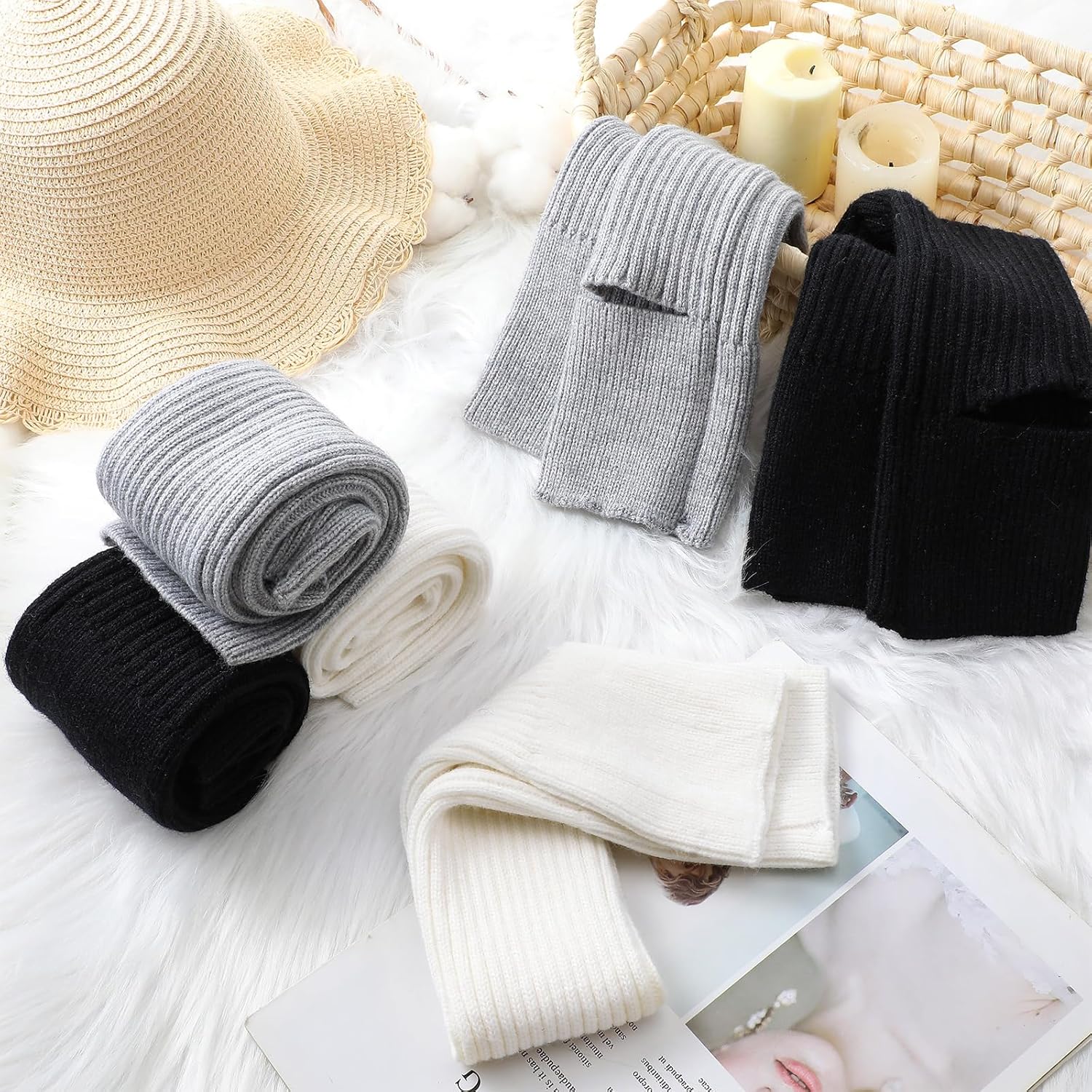 3 Pairs Cashmere Winter Dance Leg Warmers Wool Knitted Stirrup Leg Warmers for Women Girls Ballet Dance Yoga - Image 6