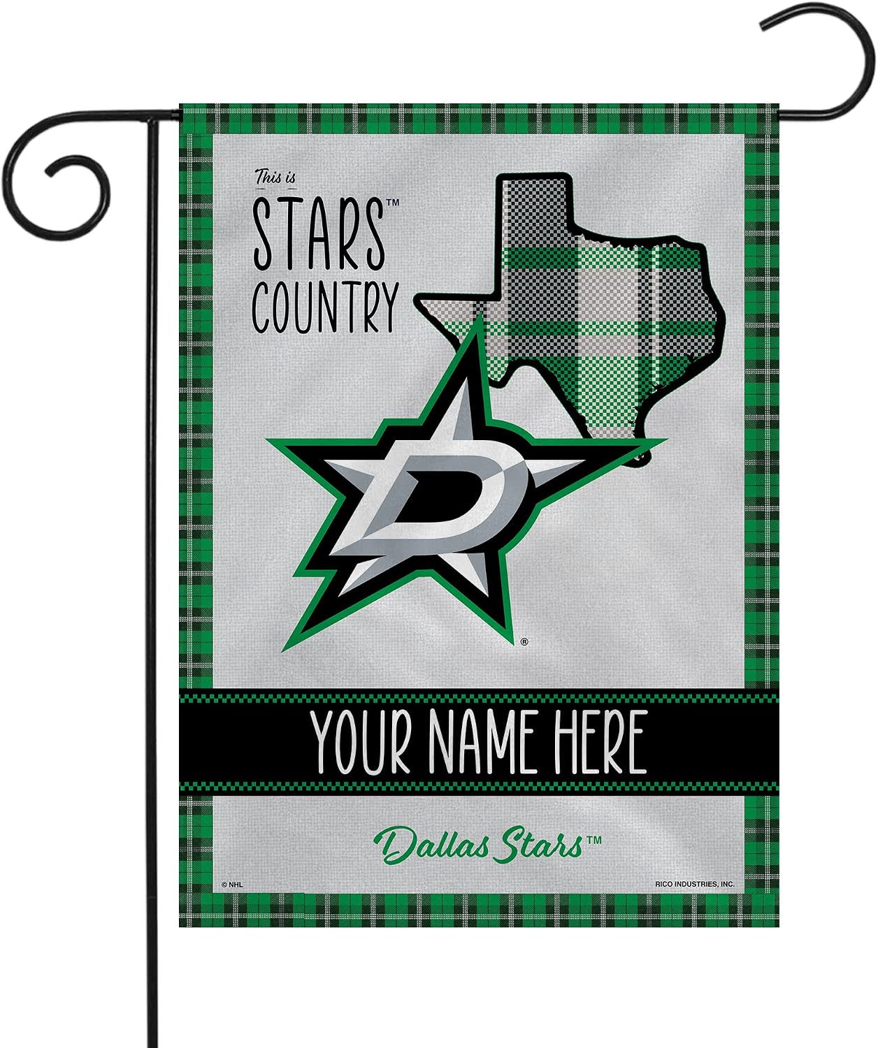 Rico Industries NHL Hockey Teams Country - Plaid Design Personalized Garden Flag