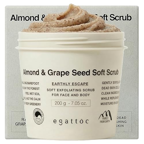 Exfoliante corporal espumoso para piel seca, almendras y semillas de uva con AHA BHA PHA, exfoliante nutritivo 2 en 1 de lavado facial y corporal,