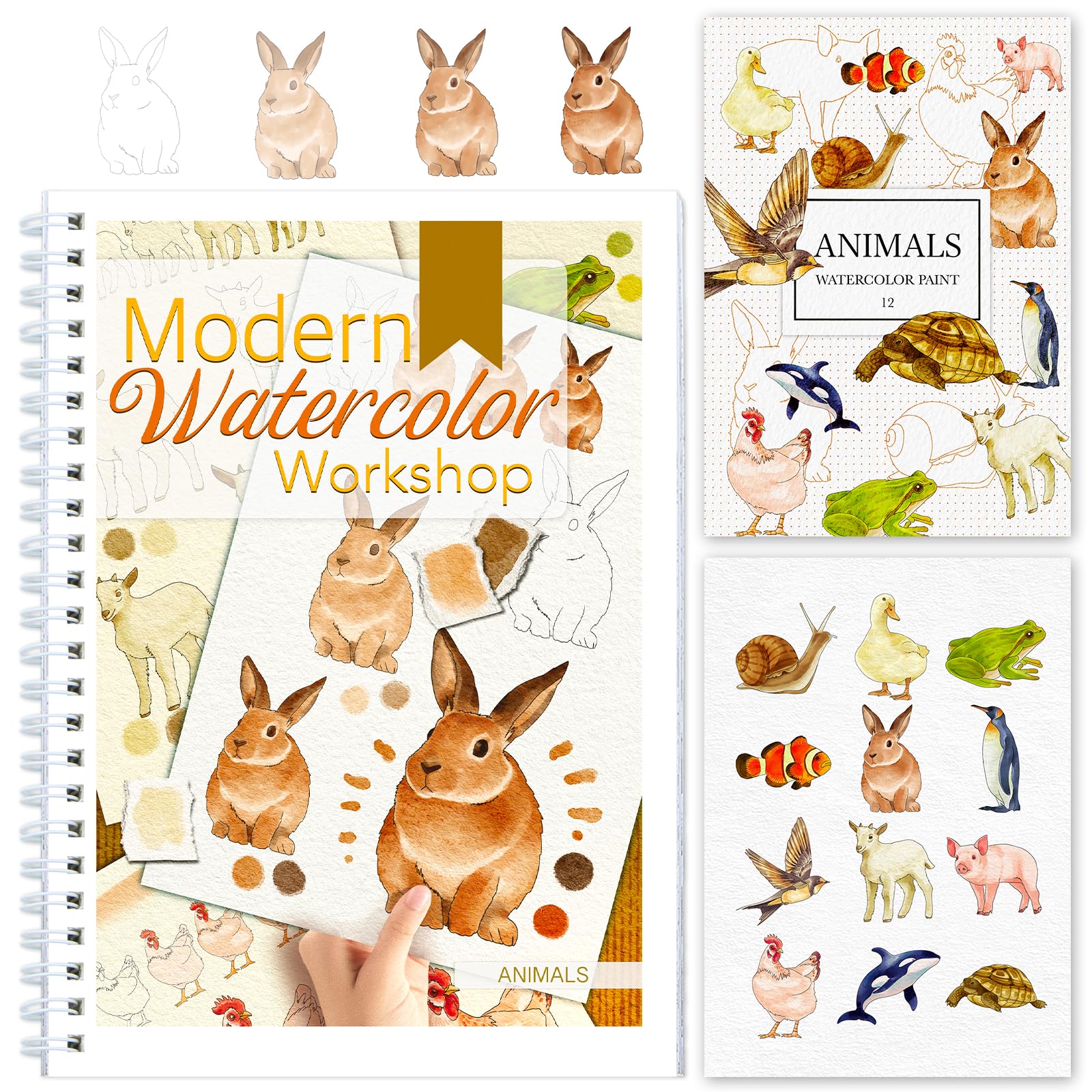 Libro para colorear de acuarela-conejo