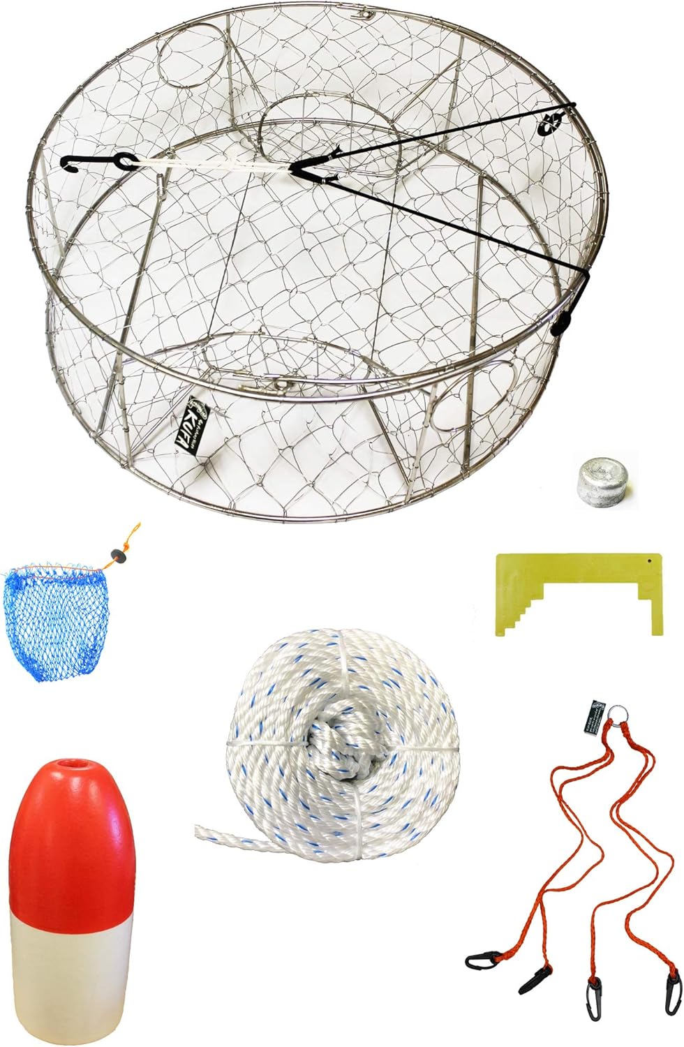 KUFA Sports 30" Stainless Steel Wire Crab Trap with Zinc Anode & Accessories Combo (CT100+CAM31+ZIN)