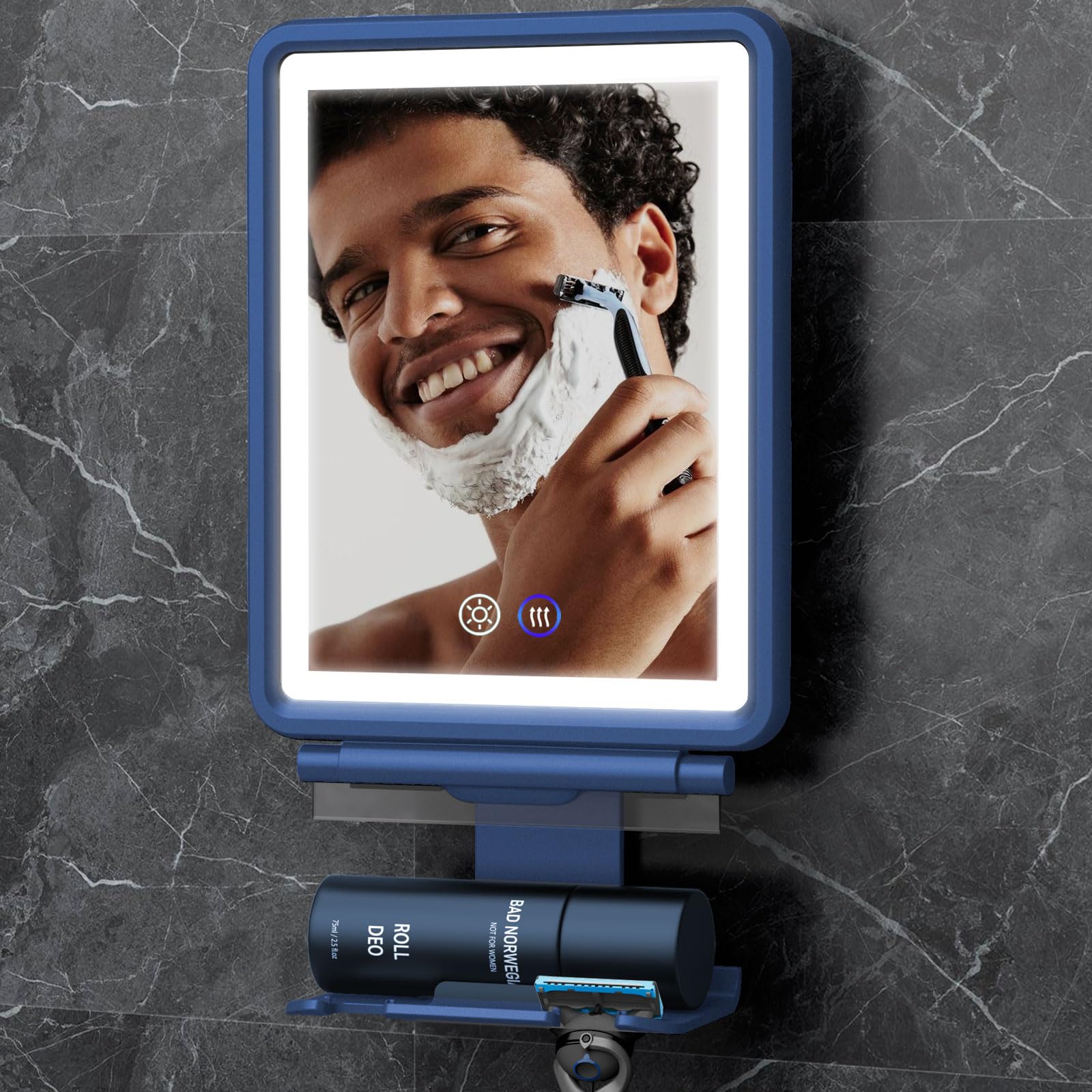 Miroir de douche anti-buée Shinowa rechargeable avec éclairage variable