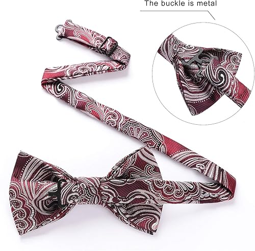 Miniatura 4 de HISDERN 36 Pack Bow Ties for Men Paisley Plaid Dot Pre-Tie Bow Tie and Pocket Square Bowties Handkerchief Set Adjustable