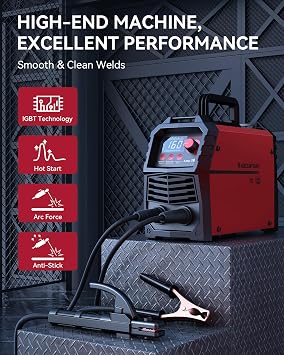 ARCCAPTAIN 160A Stick Welder, ARC/Lift TIG Welding Machine, 110V/220V | Large LED Display / Synergic Control / IGBT Inverter / Hot Start,Arc Force / Portable MMA Welder / Beginner-Friendly Design