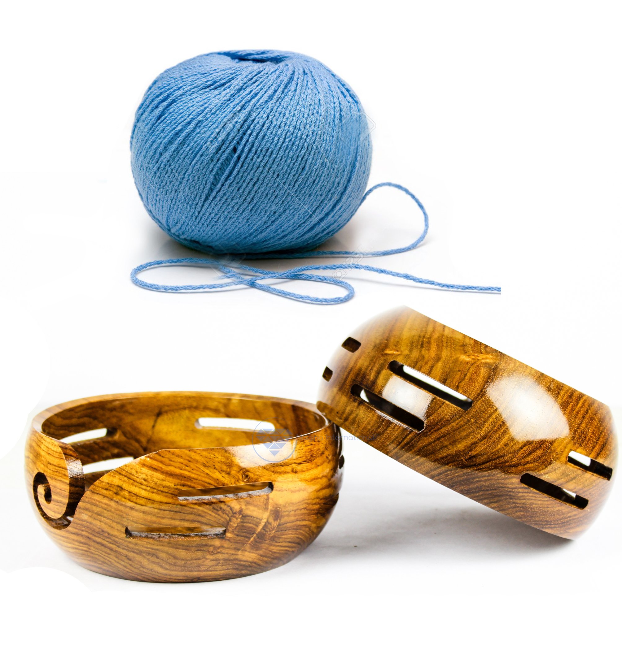 Elegant Rosewood Crafted Premium Yarn Storage Functional Bowl with Innovative Yarn Dispensing Curl | Knitting & Crocheting Accessories | Nagina International (Medium)