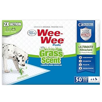 Four Paws Wee-Wee Grass Scented Puppy Pads Grass Scented 50 Count