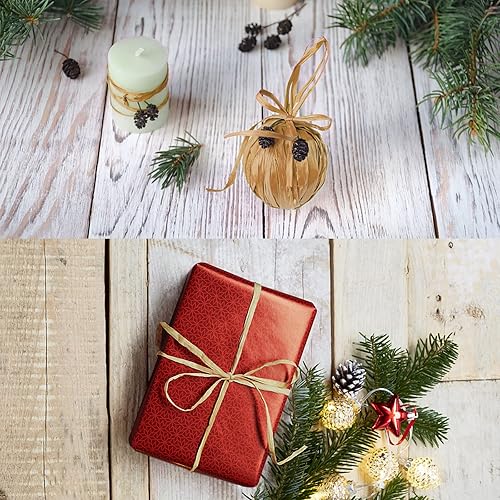 Miniatura 5 de Anvin 2 rollos de cinta de papel de rafia natural, cordel mate, cinta de rafia, cuerda decorativa para envoltura de regalos, manualidades y