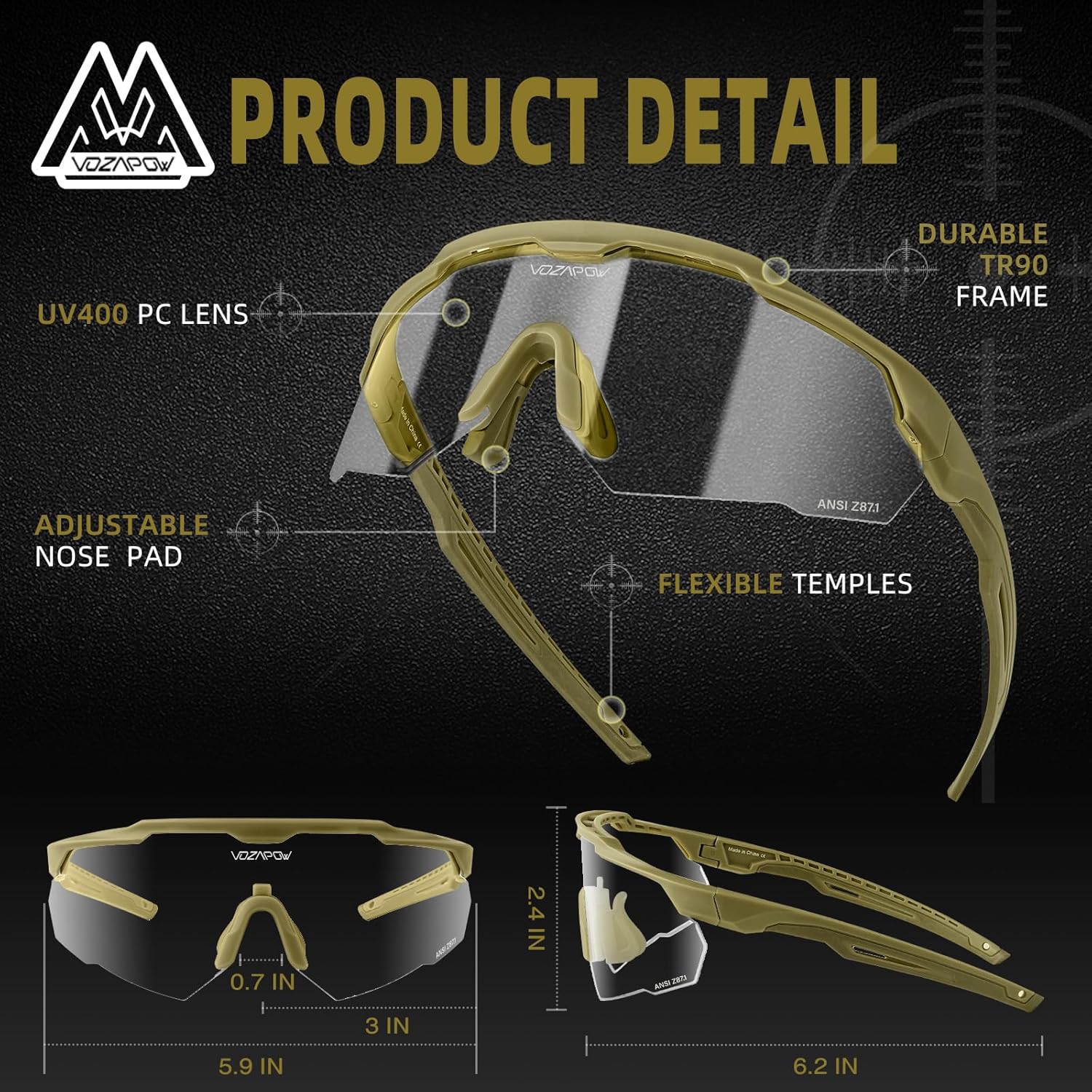 Shooting Glasses Anti Fog with High Definition Lenses, ANSI Z87.1 Certified Tactical Safety Glasses for Men Women - Image 6