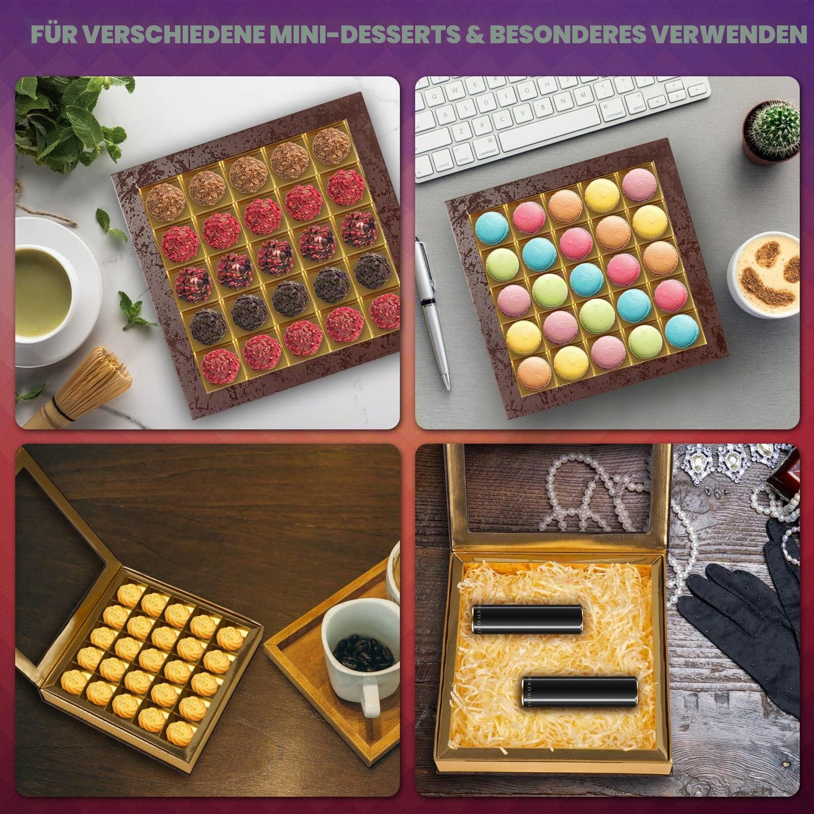 Pralinenschachteln, leere Geschenkbox, groß mit Fenster, Luxus-Kuchen-Präsentationsbox, Süßigkeitenboxen leer für Geburtstag, Vatertag, Muttertag (2 Stück/Packung)