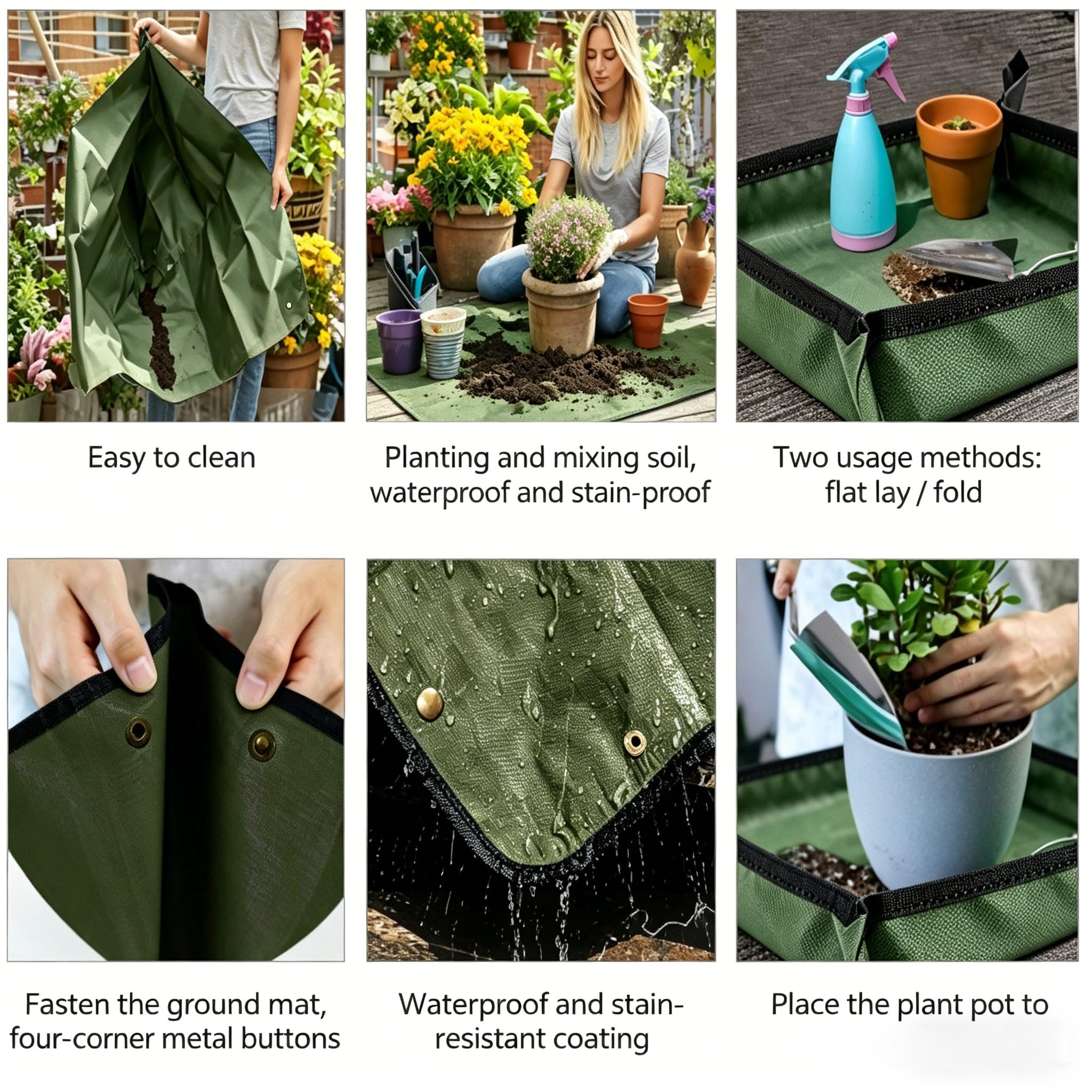 Tapis de rempotage de plantes extra large pliable pour intérieur, transplantation de plantes d'intérieur, pots à l'extérieur, contrôle du désordre