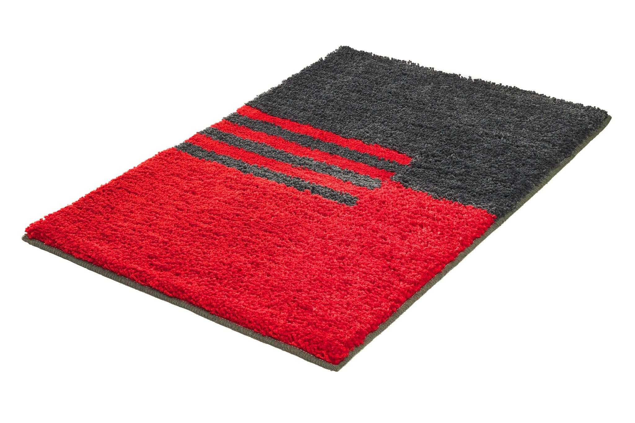 Kleine Wolke Badteppich Dynamic Rubin 70 x 120 cm | OEKO-TEX zertifiziert, rutschhemmende Unterseite, für Fußbodenheizung, maschinenwaschbar, 100% Polyester