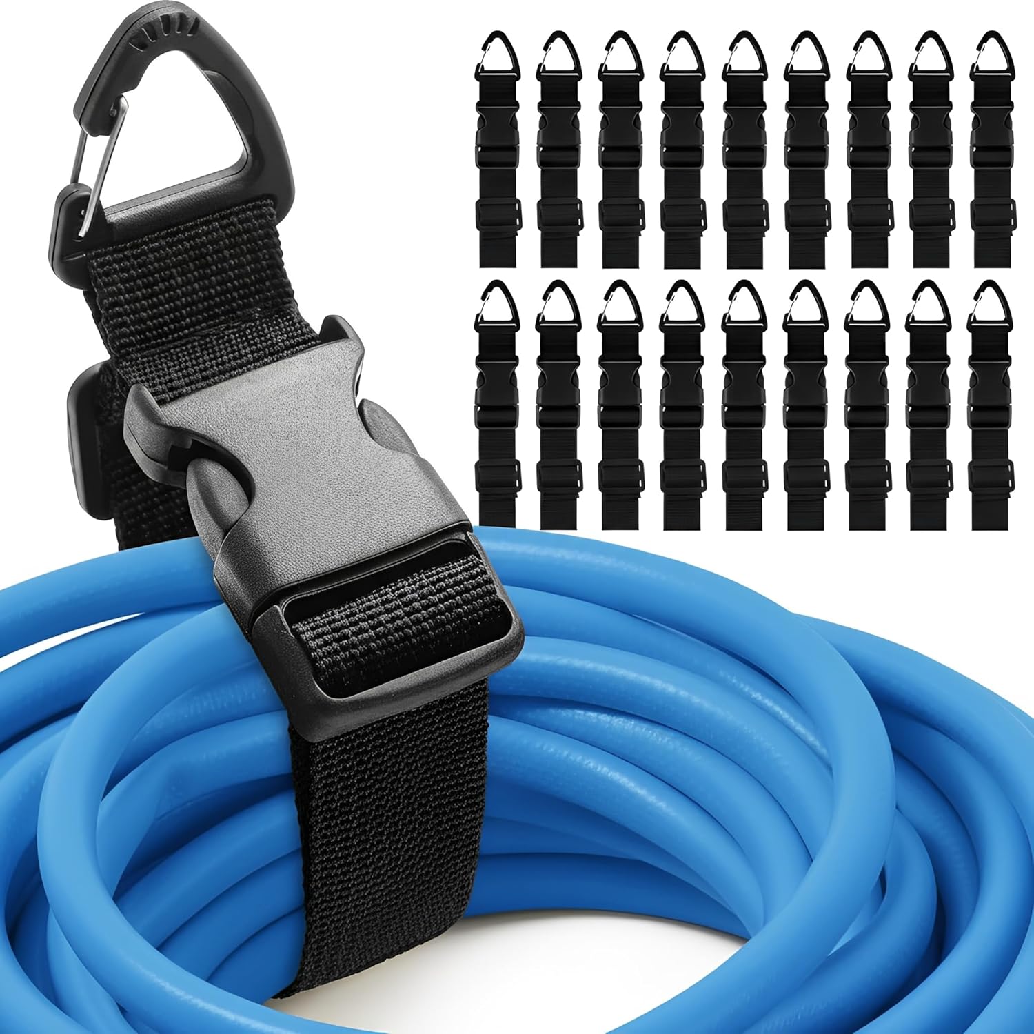 18 Pack Extension Cord Holder Organizer, 17 Inch Heavy Duty Storage Straps with Triangle Clips for Garage Organization, Workshop, RV, Garden Hose