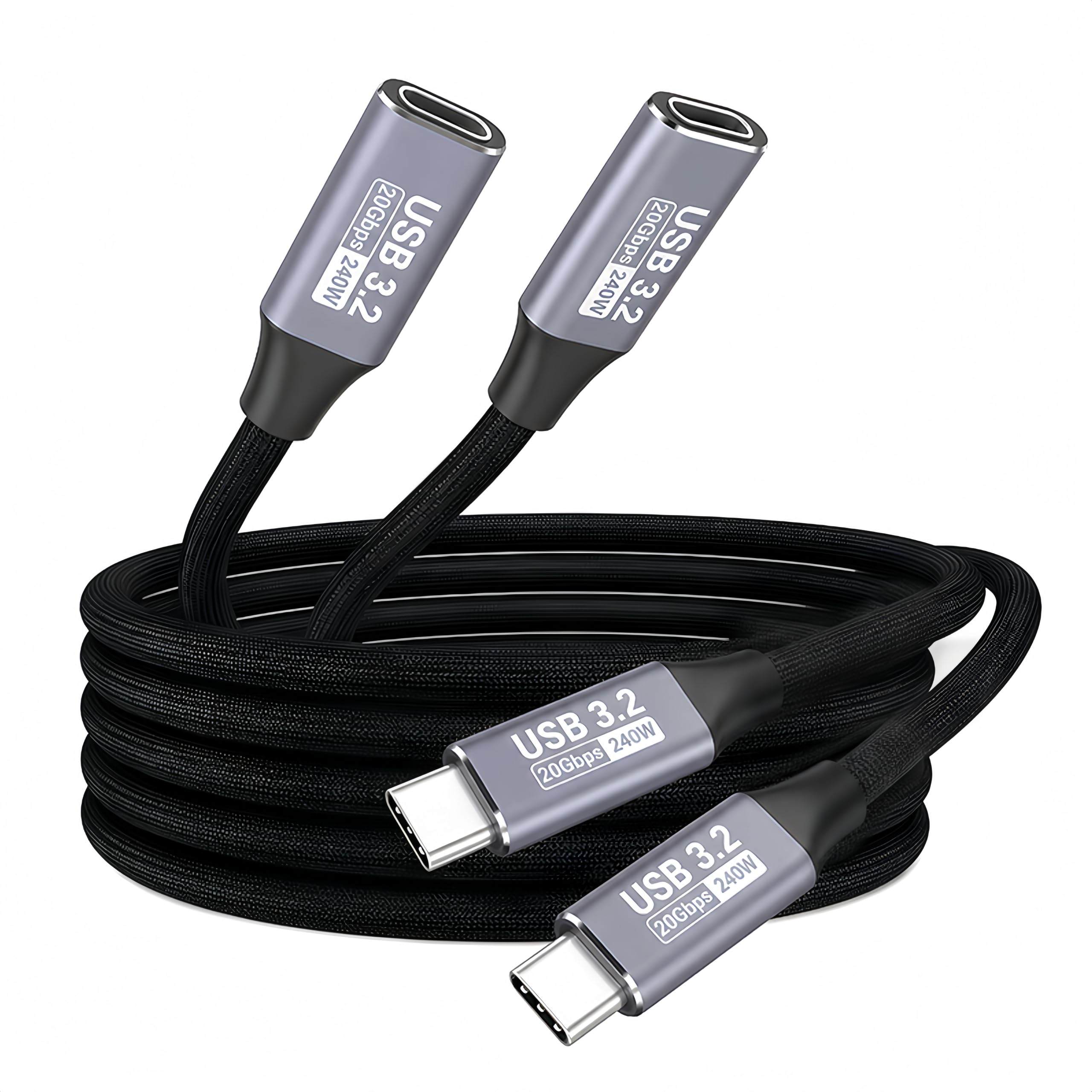 USB-C-Verlängerungskabel (20 Gbit/s/240 W/4 K bei 60 Hz/3,3 Fuß), USB 3.2 Gen 2, USBC-Verlängerungskabel, kompatibel mit iPhone 17, 16, 15, Pixel PSVR2, MacBook, Dockingstation, Monitor