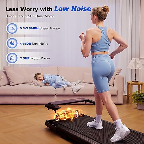 Miniatura 7 de SupeRun Caminadora portátil con inclinación para debajo del escritorio, 3 en 1, con pantalla LED, control remoto, minicaminadora silenciosa de 2.5