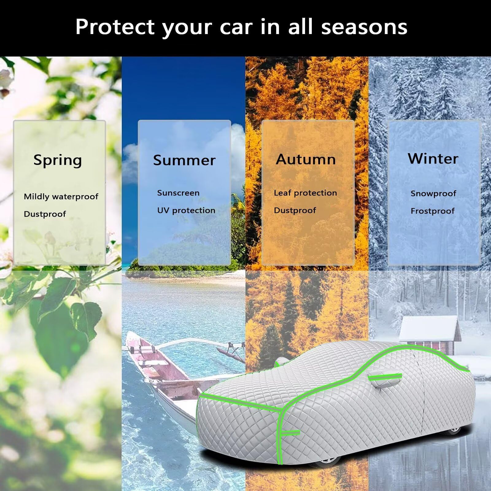 Telo Antigrandine Per Auto Compatibile Con JEEP Compass 2006-2026,antigrandine,antinevischio,impermeabile,antipolvere,antigelo,anti-UV,antineve(Silver Green)