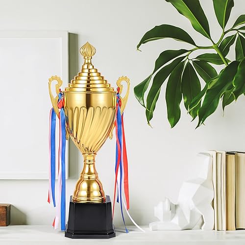 Miniatura 5 de Caydo Trofeo de premio de oro de 16.3 pulgadas, gran ganador, copa de trofeo con bolígrafo dorado para niños y adultos para deportes, competiciones,