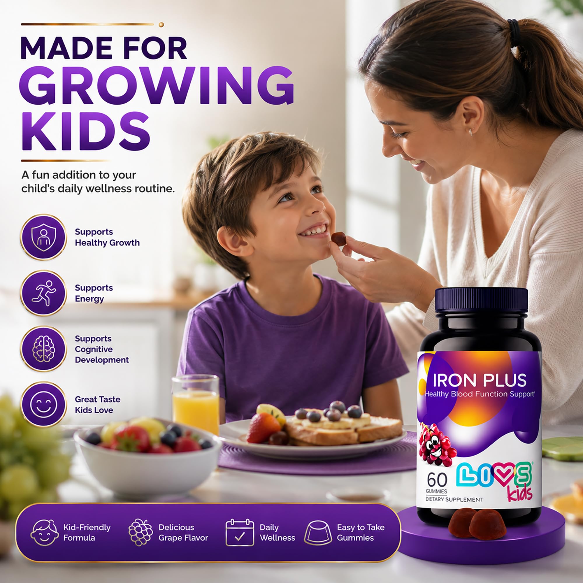 LIVS Nutrition Iron Plus Kids Gummies, Energy & Blood Support, 120 Count — Amazon image 7