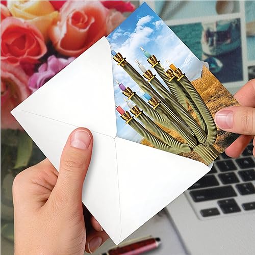 Miniatura 4 de NobleWorks - Menorá espinosa - 12 divertidas tarjetas de Janucá en caja - Juego a granel tarjetas navideñas judías, C3441HKG-B12x1