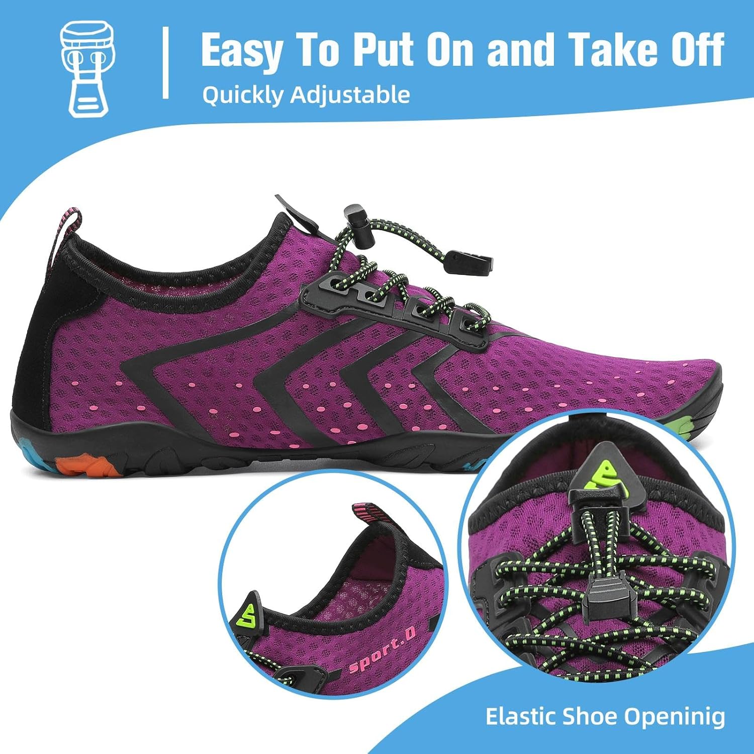 Mishansha Water Shoes for Women Men, Quick-Dry Barefoot Swim Shoes with Drainage Holes, Lightweight Aqua Shoe for Beach Pool River Boating Yoga Walking
