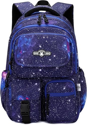 Boys Backpacks for Primary Junior School Kids Backpack with Lunch Box Galaxy Space Bookbags for Boys Girls