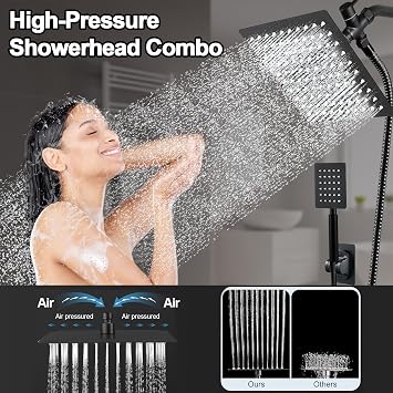 8'' Chrome & 6'' Black Shower Head Combo