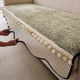 HOKIPO Chenille Sofa Cover Mat with Tassel for 1/2/3 Seater & L Shape Sofa | Make Your Own Sofa Cover Set, 'Wavy Royale Se Price In India