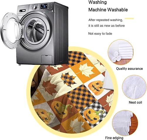 Miniatura 9 de Manta de vellón de calabaza de otoño de Halloween, súper suave, afelpada, manta de franela de lujo, para cama, sofá, viajes, campamento, 40 x 30