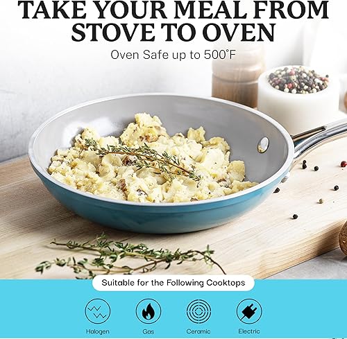 Miniatura 8 de Gotham Steel Juego de ollas y sartenes antiadherentes de 20 piezas, juego de ollas y sartenes, juego de utensilios de cocina de cerámica, juego