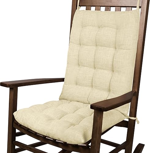 Miniatura 8 de Juego de 2 cojines para silla mecedora, de terciopelo, para respaldo alto y asiento, color gris