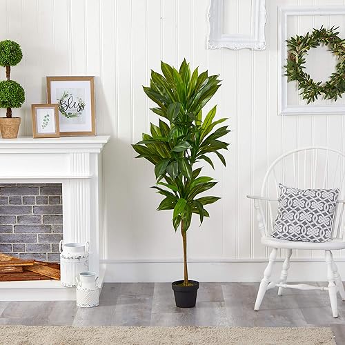 Vista 3 de Nearly Natural Planta artificial Dracaena de 56 pulgadas (tacto real)