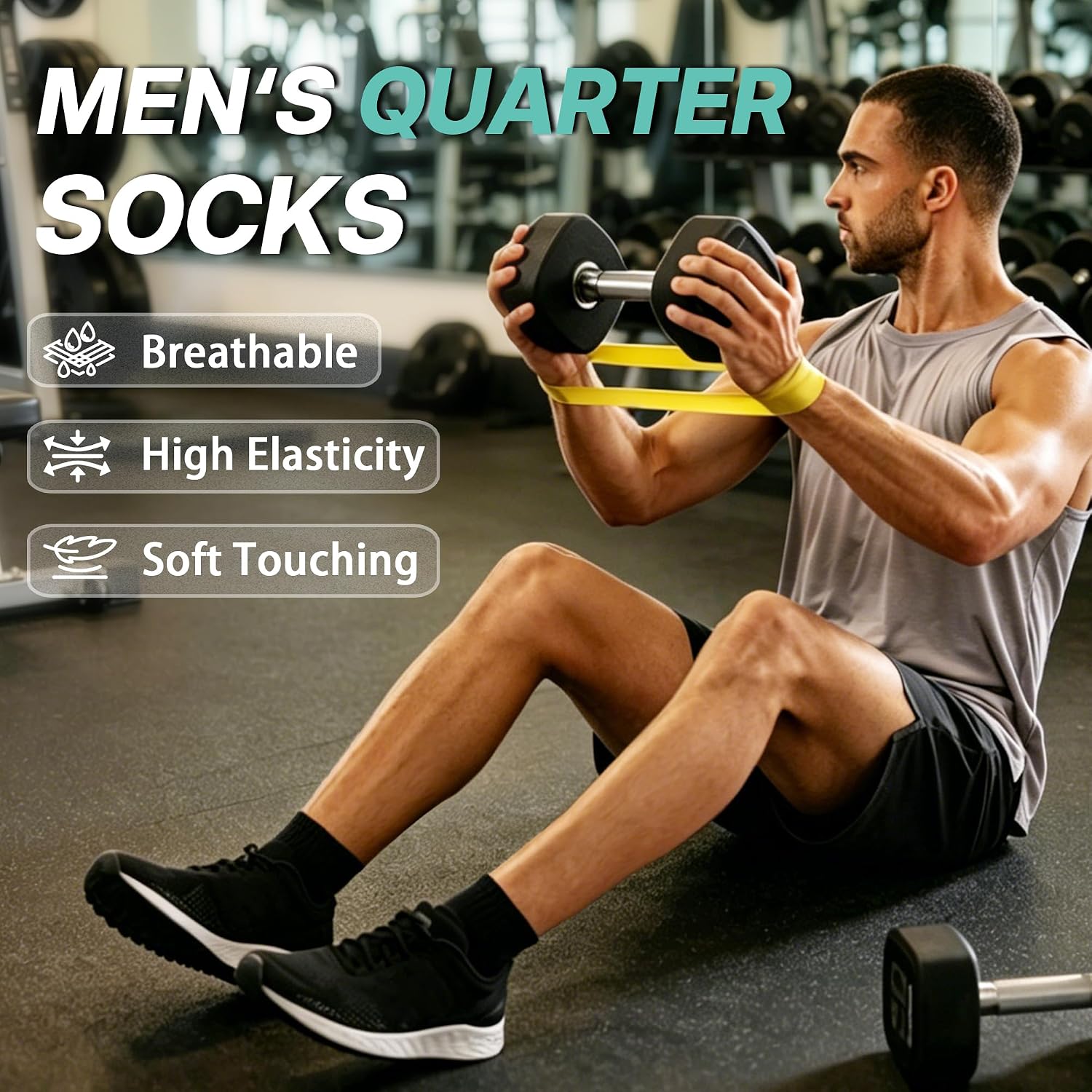 DoSmart Mens Ankle Athletic Socks Quarter Thin Cotton Running Sports Work Mini Crew Socks 6 Pairs