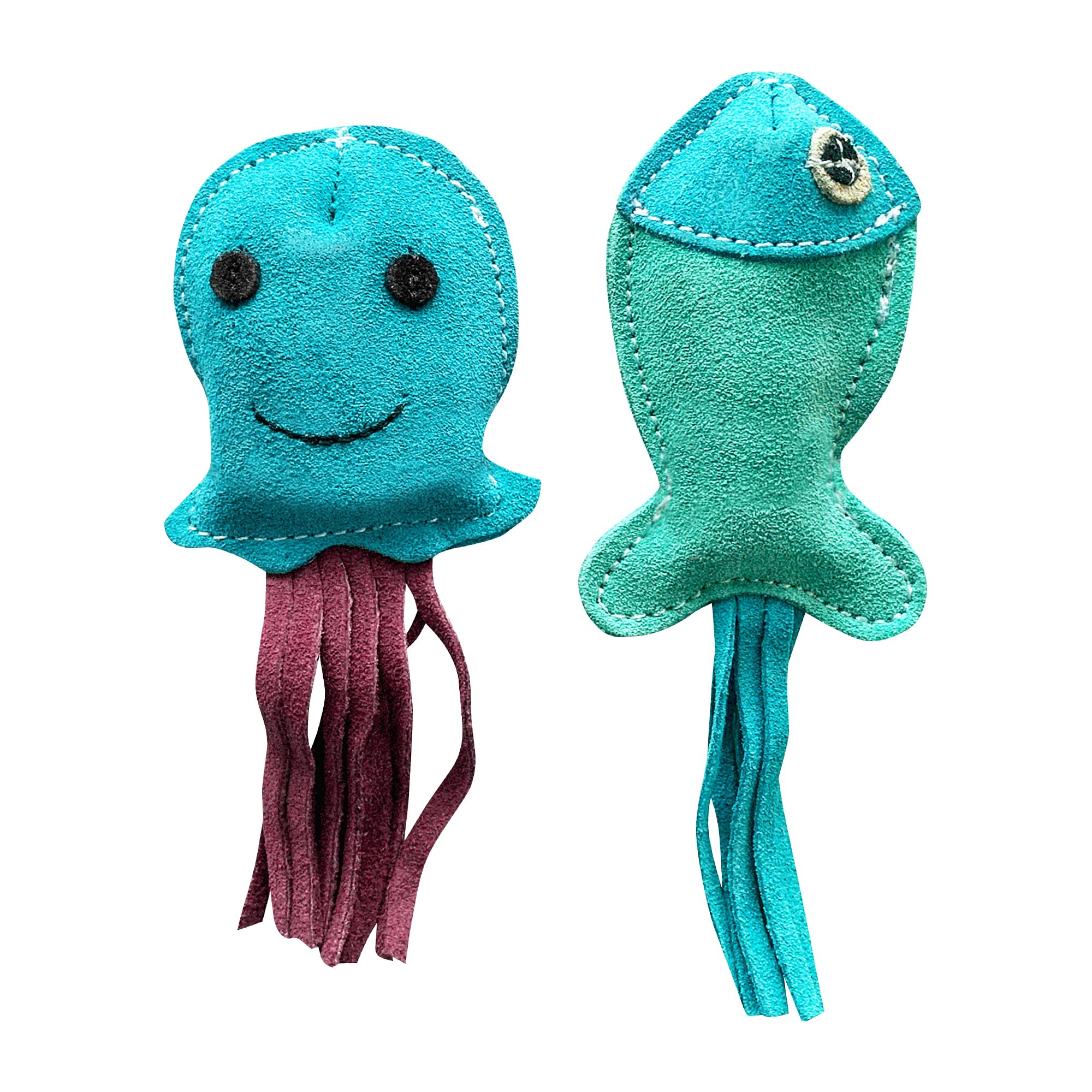 Angel Pet Supplies Sea Creature Cat Toys, Catnip Infused Cat Toys for Indoor Cats, Naturally Dyed Cotton Kitten Toys, Interactive Cat Chew Toy, Durable Kitten Toy, 6 x 5 x 2 Inches, Pack of 2