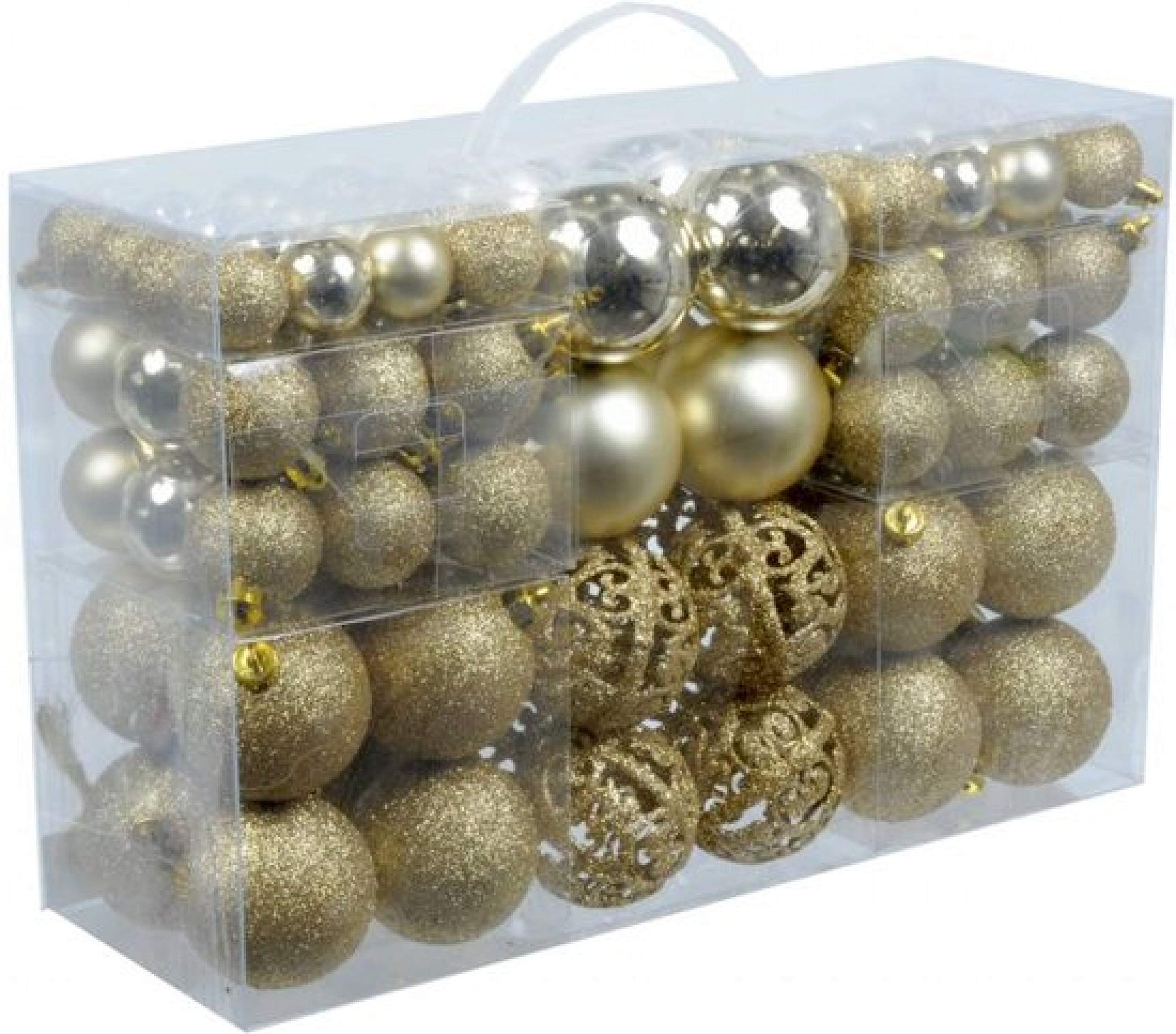 Christmas giftsChristmas tree plastic baubles, Gold, 100x