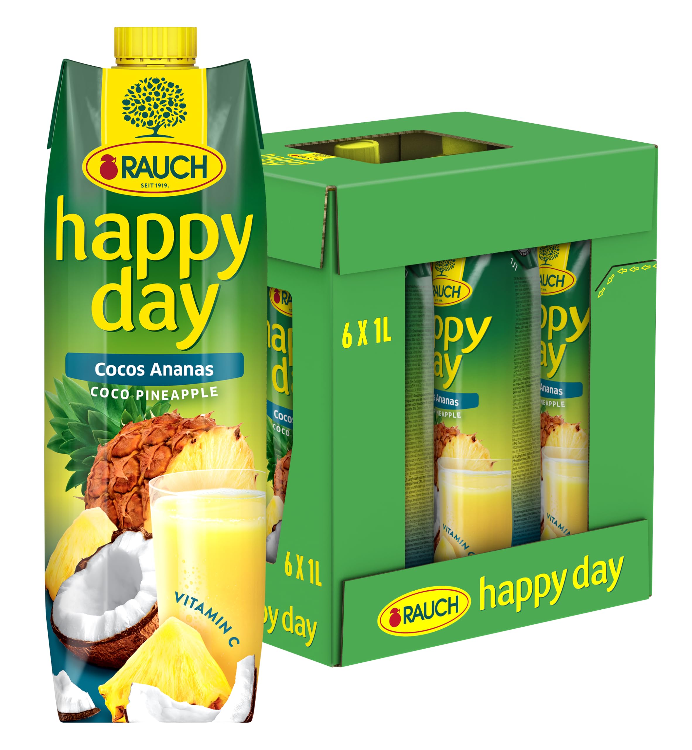 Humo Happy Day de coco piña, 6 pack (6 x 1 l)