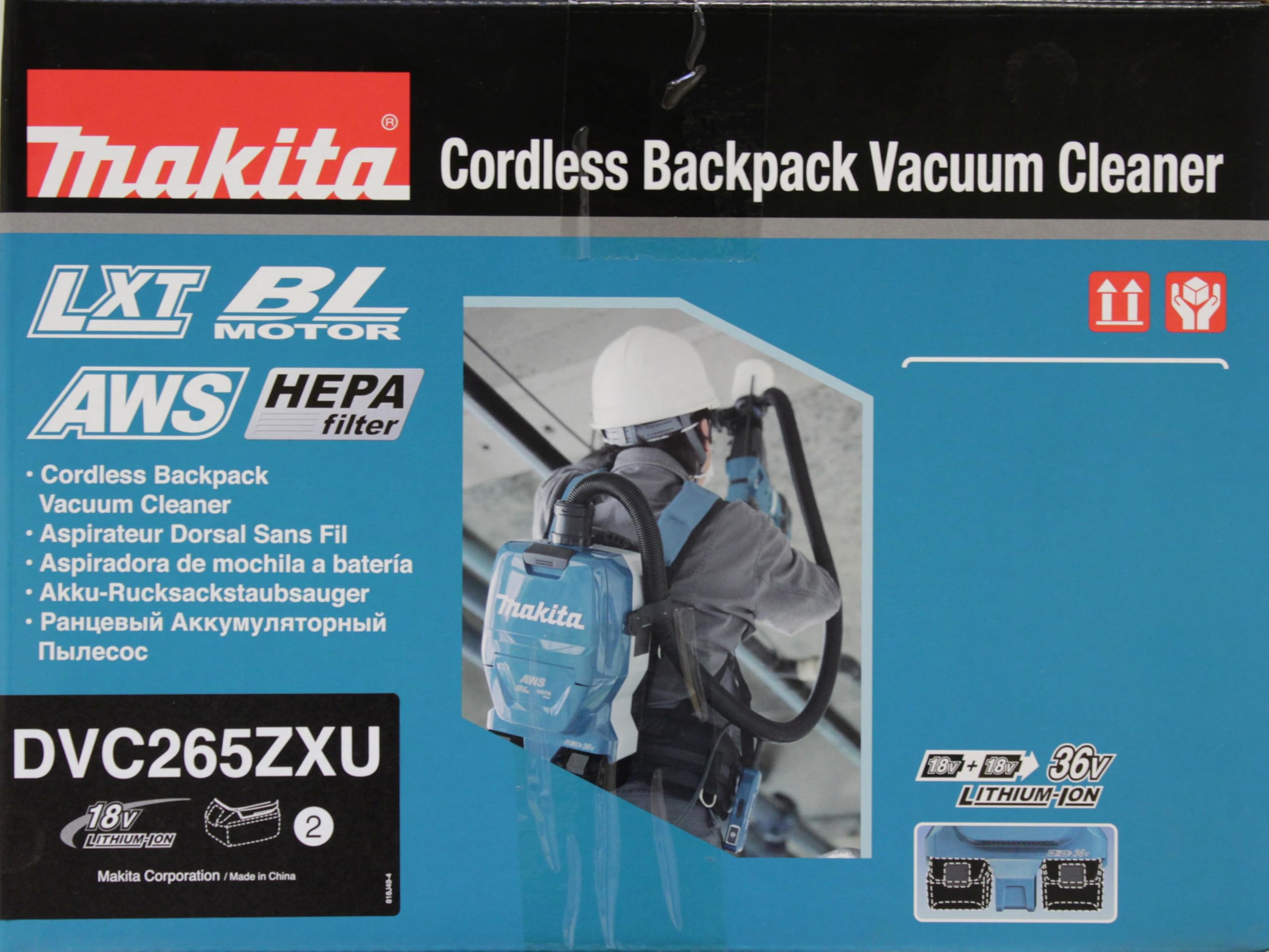 Makita Aspirateur 36 v = > 2 x 18 v li-ion 110 mbar makita - sans batterie, ni chargeur - dvc265zxu