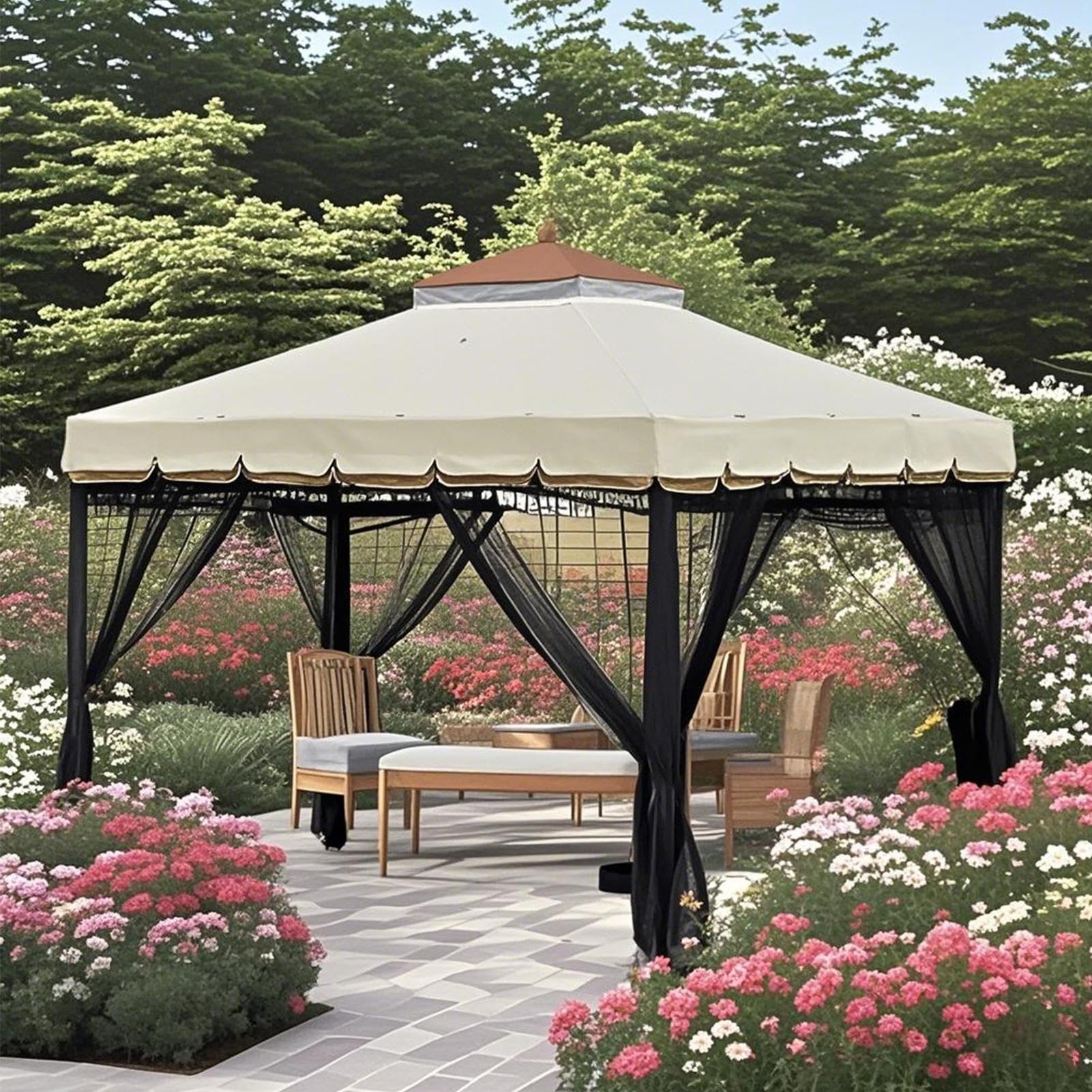 Filet De Canopée pour Patio 4 Pièces de Pare-Ventilé Résistantes aux UV