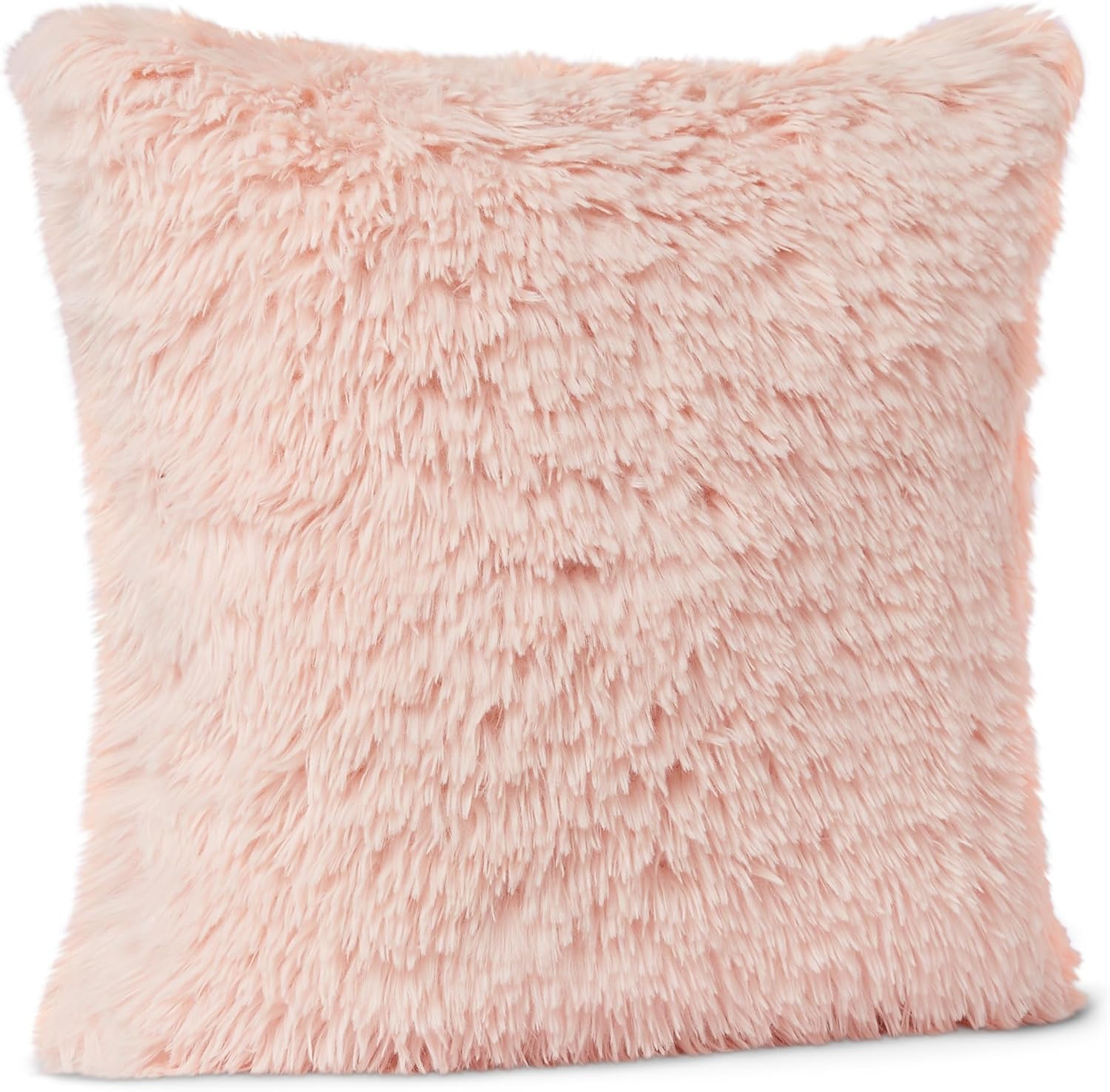 Amazon Basics Kids Plush Square Pillow, Soft Pink Room Décor Global Recycled Standard