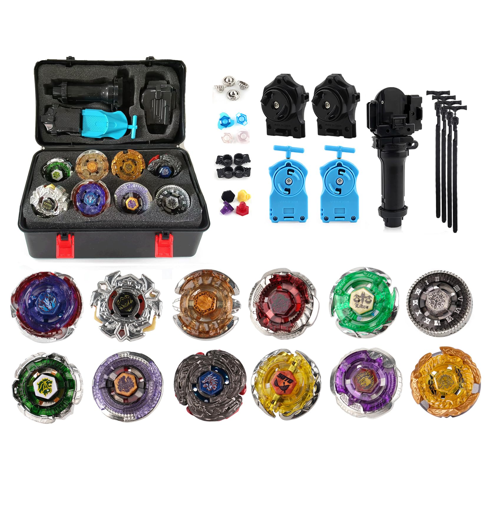 12 Stück Starter Kampfkreisel Set, Gyros Kreisel 4D Fusion Kinder Spielzeug Mit Sender und Griff-A
