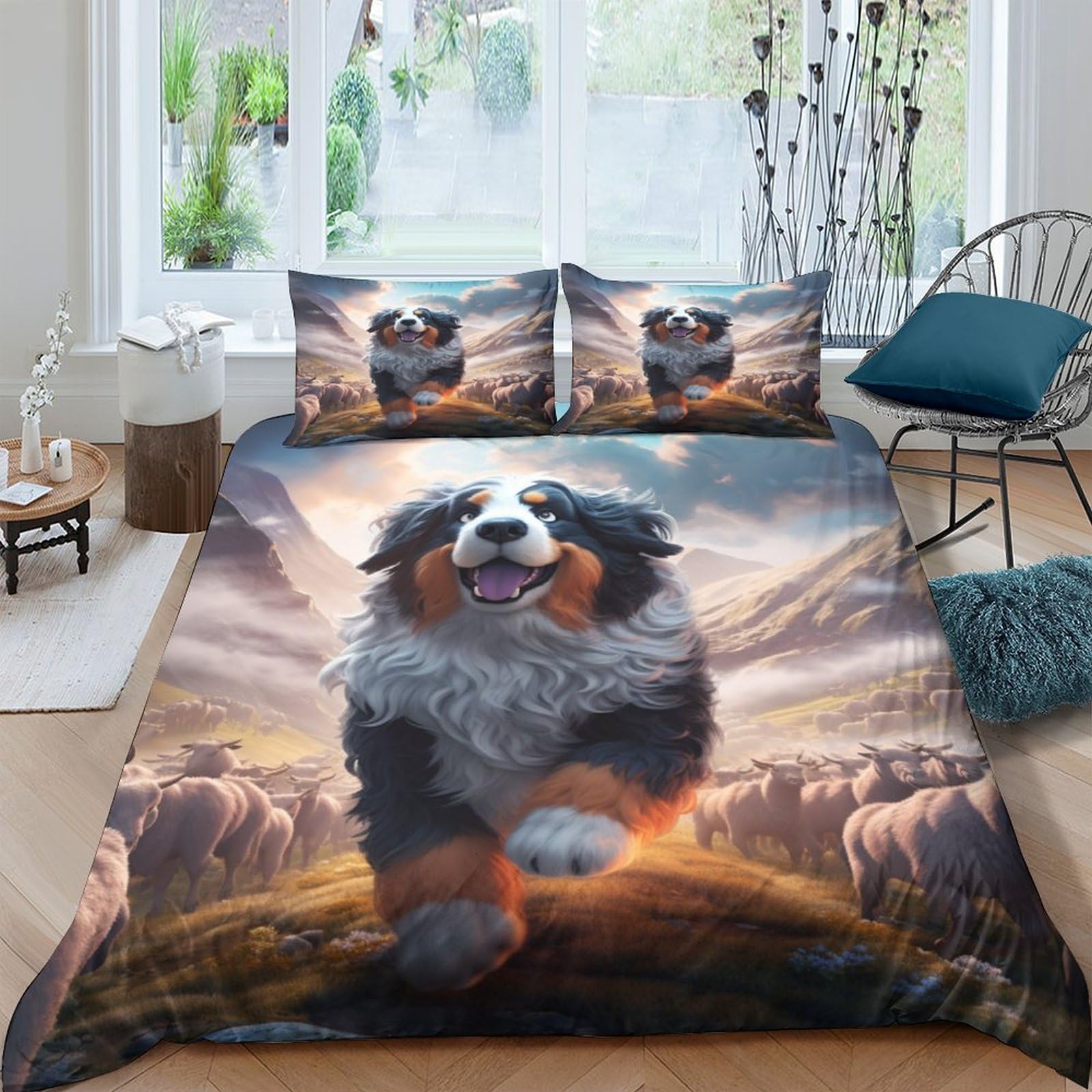 Parure de lit Mastiff tibétain en microfibre douce avec housse de couette enfant