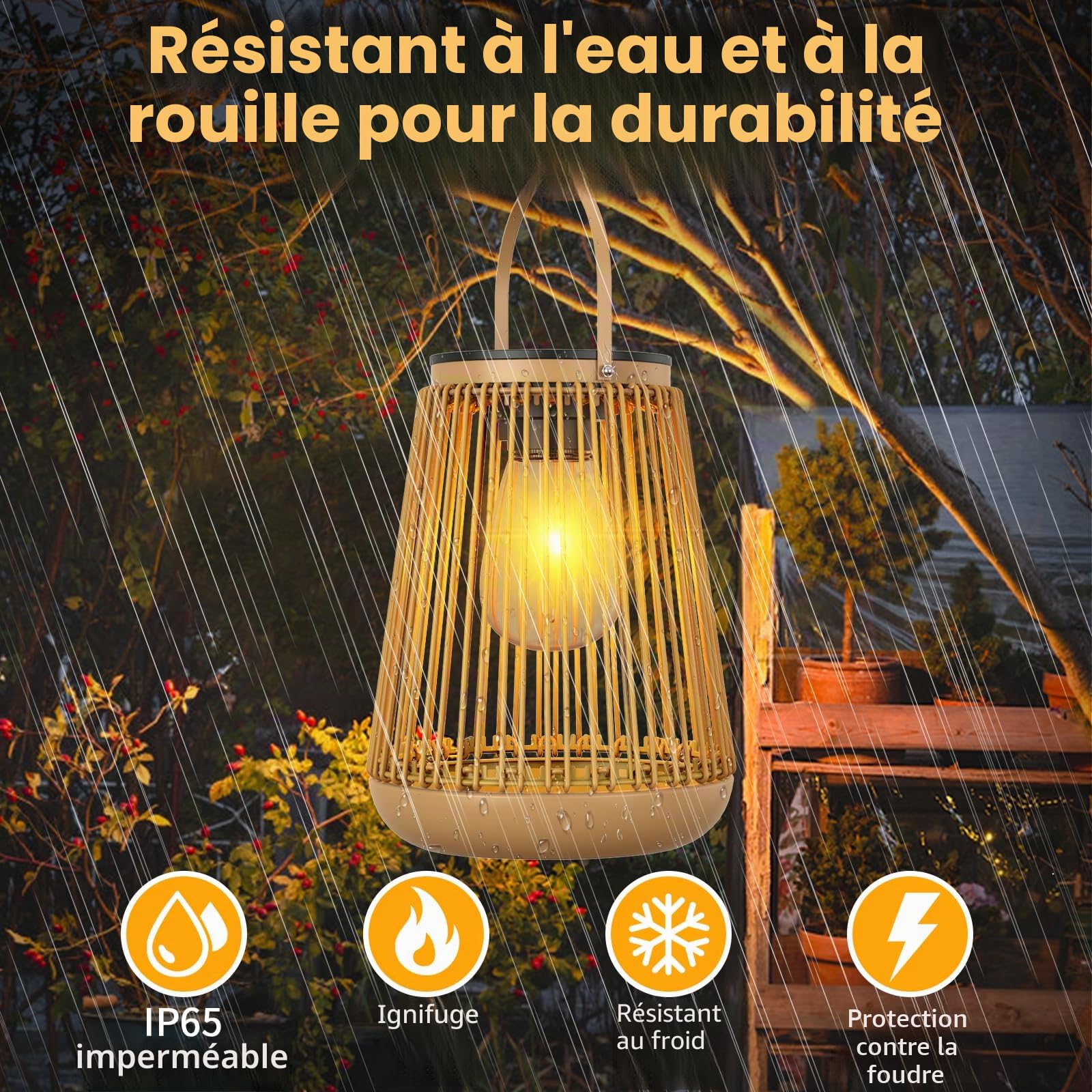 4 Pièces Lanterne Solaire Extérieure Décoration Jardin Avec Ampoules LED Blanc Chaud, Lanterne Extérieure Solaire Pour Allées, Terrasses, Balcons, Patios et Portails
