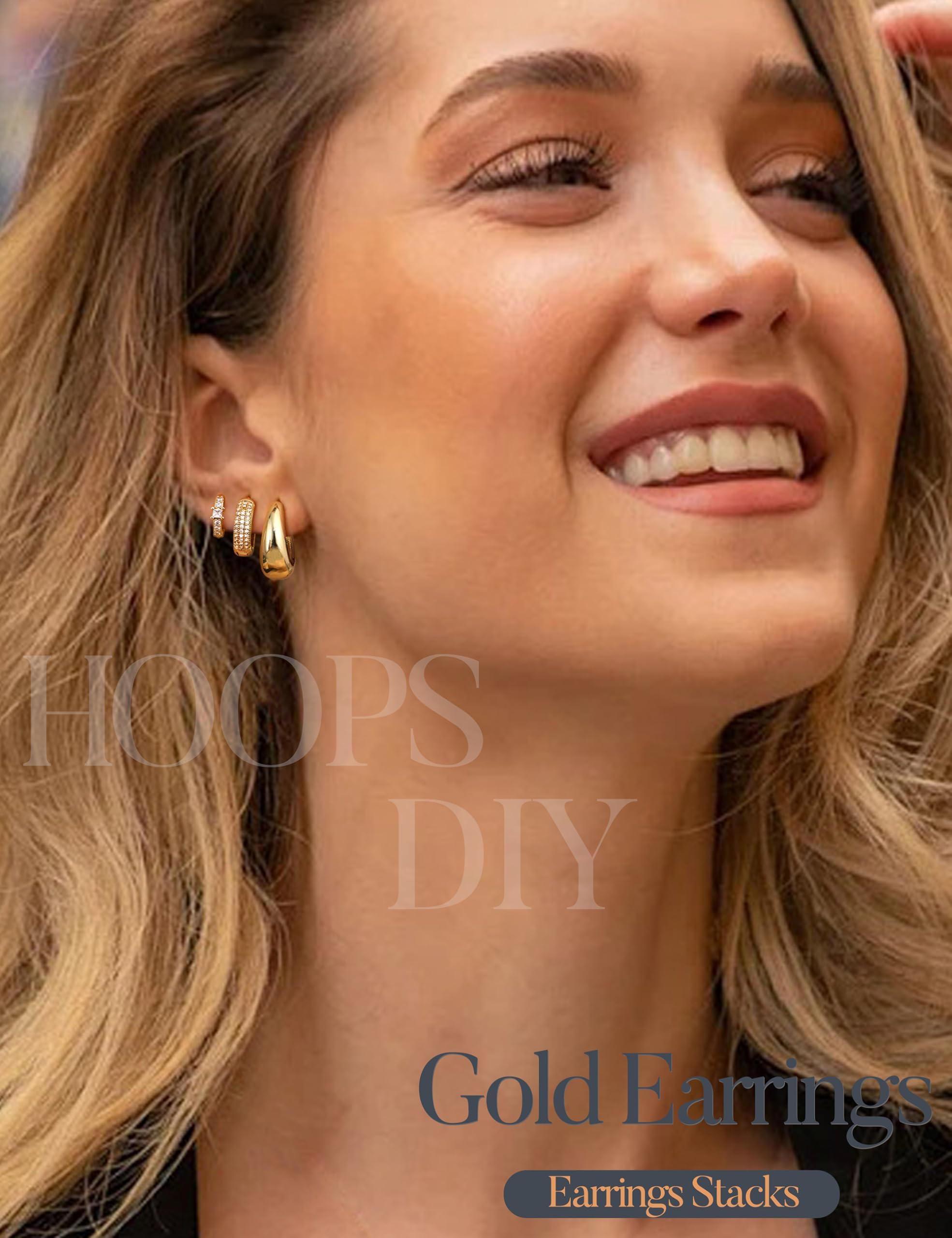Chriscoco 3Paia Orecchini Cerchio Oro/Argento Set Anallergici Orecchini Donna Oro Placcato 14K Orecchino a Cerchio Piccoli per Fori Multipli