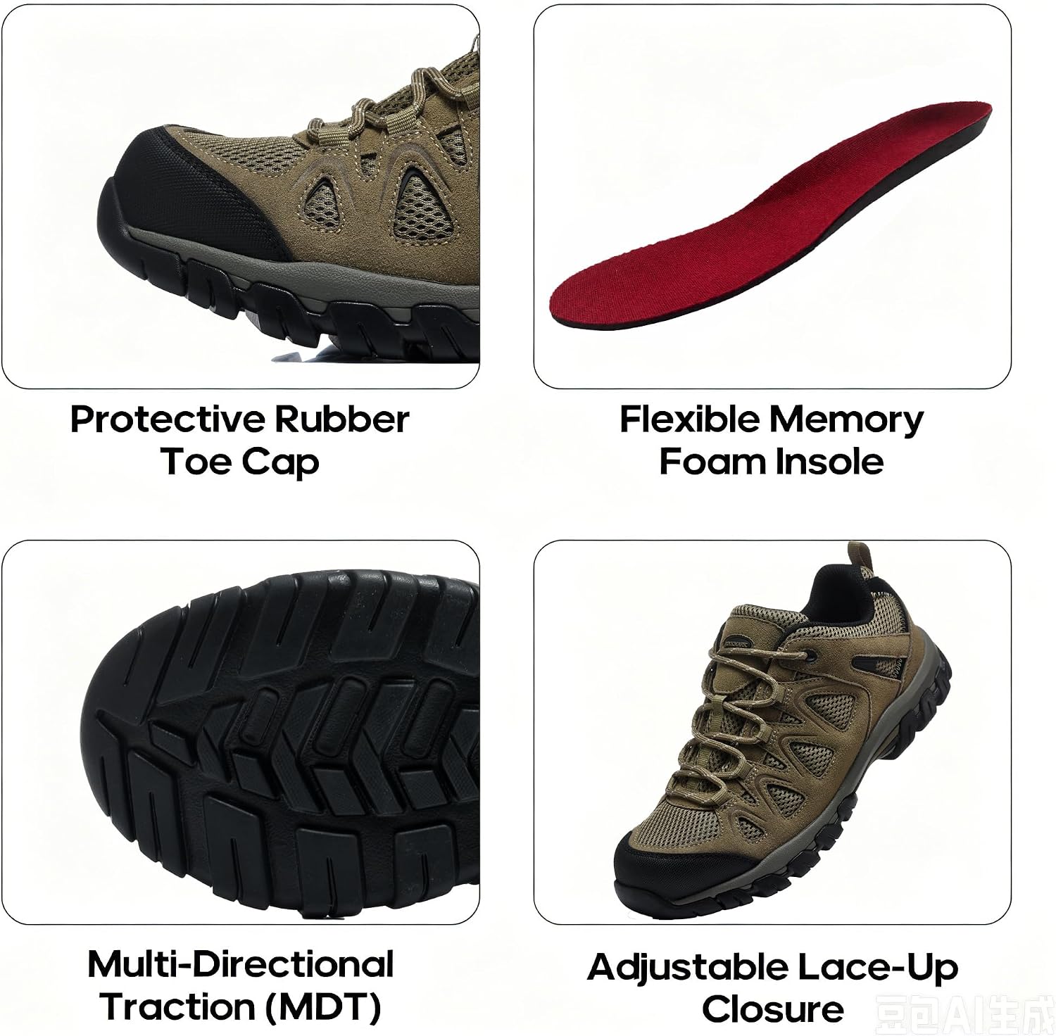 ROCKMARK Men's Lightweight Hiking Shoes, Breathable Low-Top Trail Sneakers with Non-Slip Rubber Outsole, Cushioned Outdoor Walking Trekking Shoes