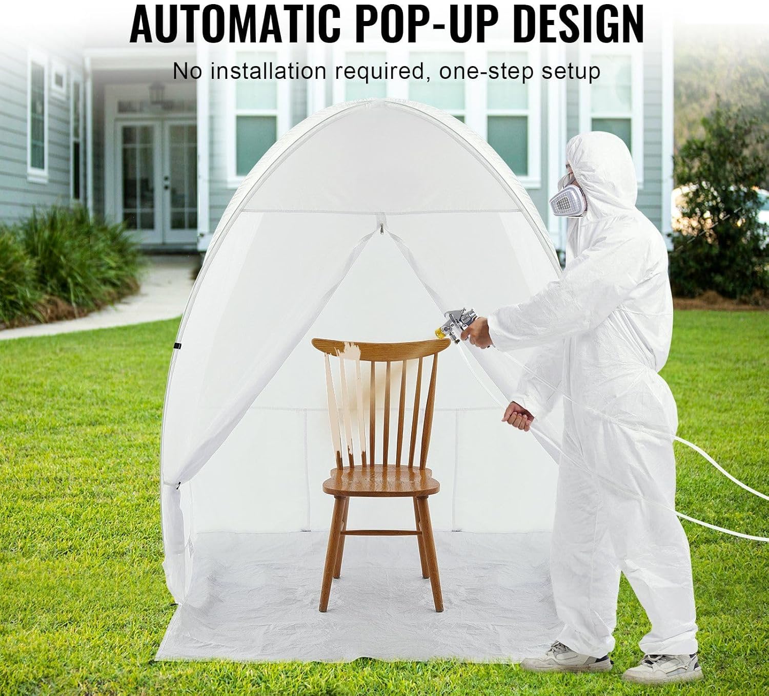 Portable Pop Up Paint Booth,60x60x70in Spray Paint Tent with Storage Bag & Dust-Proof Zippered Mesh, Painting Tent Station for Furniture DIY Hobby Tool, Spray Paint Shelter