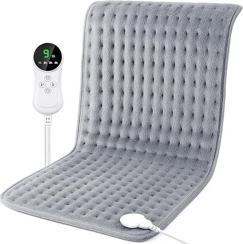 Almohadilla térmica extra grande para aliviar el dolor de espalda, almohadillas térmicas eléctricas de 17 x 33 pulgadas con 9 ajustes de calor,